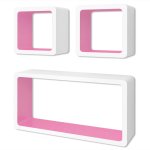 Vidaxl tagres murales forme de cube 6 pcs blanc et rose