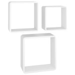 Vidaxl tagres murales sous forme de cube 3 pcs blanc mdf