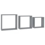 Vidaxl tagres murales sous forme de cube 3 pcs gris mdf