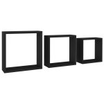 Vidaxl tagres murales sous forme de cube 3 pcs noir mdf