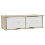 Vidaxl Étagère murale avec tiroirs blanc et chêne sonoma 60x26x18, 5 cm Vidaxl Étagère murale avec tiroirs blanc et chêne sonoma 60x26x18, 5 cm