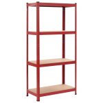 Vidaxl tagres de rangement 2 pcs rouge 80x40x160 cm acier et mdf