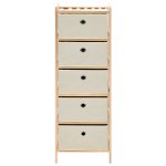 Vidaxl �tag�re de rangement 5 paniers tissu bois de c�dre beige