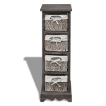 Vidaxl tagre de rangement bois marron 4 paniers en tissage