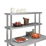 Vidaxl tagre de table de travail 2 niveaux 120x30x65 cm inox