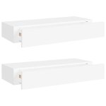 Vidaxl tagres  tiroirs murales 2 pcs blanc 60x23, 5x10 cm mdf