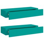 Vidaxl tagres  tiroirs murales 2 pcs bleu 60x23, 5x10 cm mdf