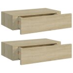 Vidaxl tagres  tiroirs murales 2 pcs chne 40x23, 5x10 cm mdf