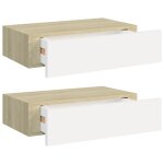 Vidaxl tagres  tiroir murales 2 pcs chne et blanc 40x23, 5x10cm mdf