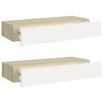 Vidaxl tagres  tiroir murales 2 pcs chne et blanc 60x23, 5x10cm mdf