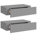 Vidaxl tagres  tiroirs murales 2 pcs gris 40x23, 5x10 cm mdf