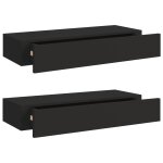 Vidaxl tagres  tiroirs murales 2 pcs noir 60x23, 5x10 cm mdf