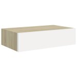 Vidaxl �tag�re � tiroir murale ch�ne et blanc 40x23, 5x10 cm mdf