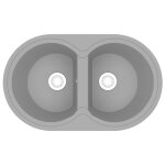 Vidaxl Évier de cuisine avec deux lavabos ovales gris granit Vidaxl Évier de cuisine avec deux lavabos ovales gris granit