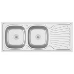 Vidaxl vier de cuisine  double lavabo argent 1200x600x155 mm inox