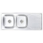 Vidaxl vier double de cuisine avec crpine et pige acier inoxydable