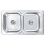 Vidaxl vier double de cuisine avec crpine et pige acier inoxydable