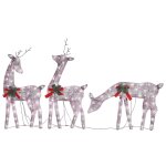 Vidaxl famille de rennes de nol 270x7x90 cm dor blanc chaud maille