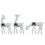 Vidaxl famille de rennes de nol 270x7x90cm argent blanc froid maille