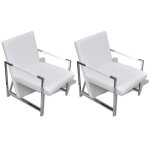 Vidaxl fauteuils 2 pcs avec cadre chrom blanc similicuir