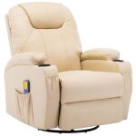 Vidaxl fauteuil  bascule de massage crme similicuir