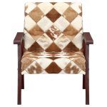 Vidaxl fauteuil blanc et marron cuir véritable de chèvre Vidaxl fauteuil blanc et marron cuir véritable de chèvre