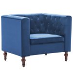 Vidaxl fauteuil bleu velours