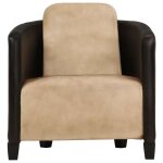 Vidaxl fauteuil brun roux et noir cuir vritable