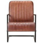 Vidaxl fauteuil cantilever marron cuir vritable