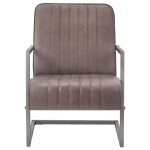 Vidaxl fauteuil cantilever marron cuir vritable