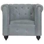 Vidaxl fauteuil chesterfield gris cuir vritable