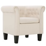 Vidaxl fauteuil avec coussin cr�me tissu