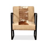 Vidaxl fauteuil crme peau de chvre vritable et toile