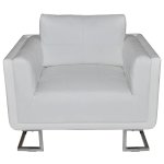 Vidaxl fauteuil cube avec pieds chroms blanc similicuir