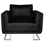 Vidaxl fauteuil cube avec pieds chroms noir similicuir