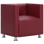 Vidaxl fauteuil cube rouge bordeaux similicuir