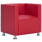 Vidaxl fauteuil cube rouge similicuir