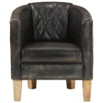 Vidaxl fauteuil gris cuir véritable Vidaxl fauteuil gris cuir véritable
