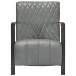 Vidaxl fauteuil gris cuir v�ritable