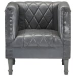 Vidaxl fauteuil gris cuir vritable de chvre