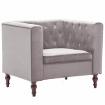 Vidaxl fauteuil gris velours