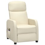Vidaxl fauteuil inclinable �lectrique de massage blanc cr�me faux cuir