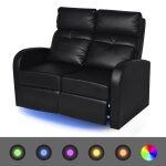 Vidaxl fauteuil inclinable à led 2 + 3 places cuir artificiel noir Vidaxl fauteuil inclinable à led 2 + 3 places cuir artificiel noir