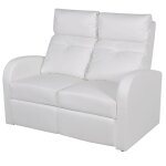 Vidaxl fauteuil inclinable  led 2 places cuir artificiel blanc