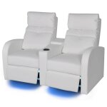Vidaxl fauteuil inclinable  led  2 places cuir artificiel blanc