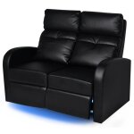 Vidaxl fauteuil inclinable  led 2 places cuir artificiel noir