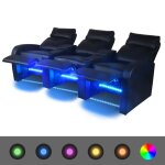 Vidaxl fauteuil inclinable  led 3 places cuir artificiel noir