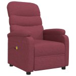 Vidaxl fauteuil inclinable de massage rouge bordeaux tissu