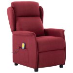 Vidaxl fauteuil inclinable de massage rouge bordeaux tissu