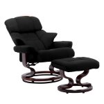 Vidaxl fauteuil inclinable et repose - pied noir similicuir bois courb
